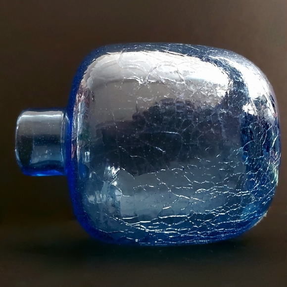 MCM Blenko #6424 Handcrafted Rare Ice Blue Crackle Art Glass Vase by Joel Myers - Picture 14 of 16